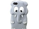 Cute 3D Animal Elephant Silicone Case Cover Skin for iPhone 5 Gray