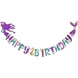 Mermaid Magical Sparkle Happy Birthday Banner Favor Mermaid Theme Party Decoration Supplies For Kids Under the Sea Party