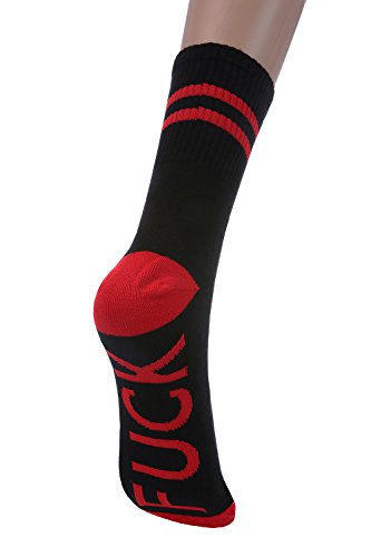 Socks FUCK OFF Ribbed Knit Half Crew Socks Fall Winter Ferbia Unisex Embroidery Swear Word Curse Printed Stockings