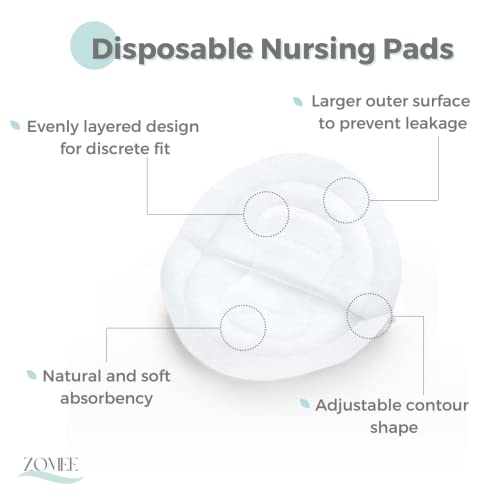 Zomee Nursing Pads, 100 Count Disposable Nursing Pads for Breastfeeding