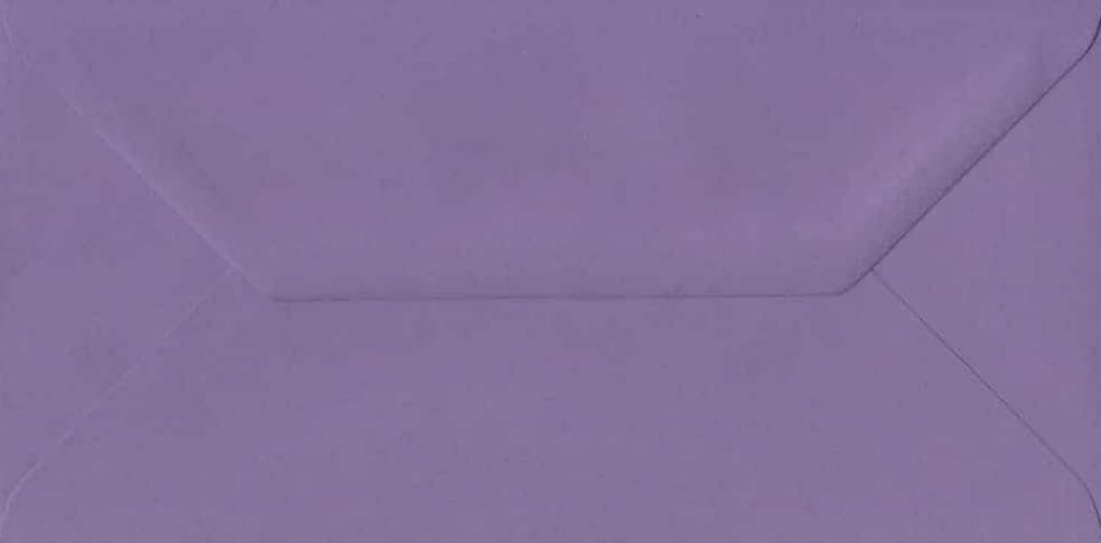 DL Coloured Envelopes for Greeting Cards Wedding Invitations & Crafts (110x220mm) Pack of 100 (Purple)