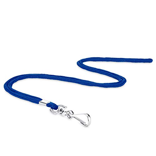 EcoEarth Lanyard (Preimum Tier) (100 Pack Round Non-Breakaway with J-Hook) Blue Lanyards for ID Badges, Badge Lanyard, ID Lanyard, Name Tag Lanyard ID Holder, Cruise Lanyard, Bulk Lanyard