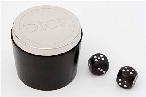 Hand-Crafted Set of 5 Classic Wooden Dice, Cube Gaming Dice with Storage Cup with Brass LID