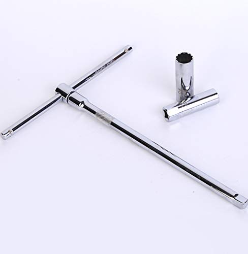 OSOF 14mm & 16mm Spark Plug Socket Thin Wall 12-Point Removal Tool 3/8 inch Square Drive Set + 3/8-Inch Drive Sliding T bar Torque Spanner Extension Kit 10inch/25cm - Thumbnail 3