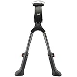 Lumintrail Center Mount Double Leg Bicycle Kickstand Adjustable Aluminum Alloy Bike Stand fits 24"-28" (Black)