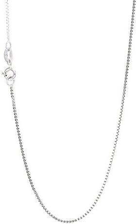 Imuse 18k White Gold plated 925 Sterling Silver 0.8mm Box Chain Necklace 18 inch