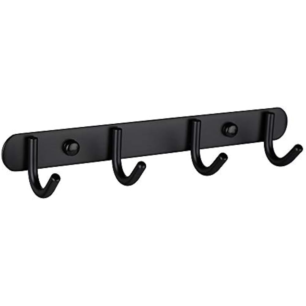 Mellewell Towel Hook Rail Coat Rack 10.7 Inches With 4 Heavy Duty Hooks