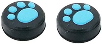 Delonnix Silicone Joystick Button Cap Cover for Nintendo Switch 2Pcs/Set Cat Palm Print - Blue