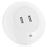 GRDE LED Night Light with Dusk to Dawn Sensor and Dual USB Wall Plate Charger