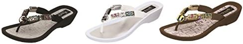 Grandco Women's Bohemian Glitter Thong Sandal (8, White)