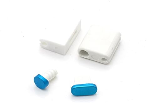 Blue Cute 4in1 Metal Aluminum Skin Hard Earphone Jack & Charger Port Anti Dust Plug Cap + Storages for iPhone 6,iPhone 6S