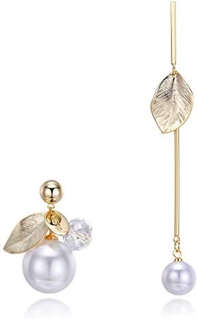 Samkeen 18K Gold Plated irregular asymmetric Simulated Pearl Women Dangle Drop Earrings Jewelry Gifts