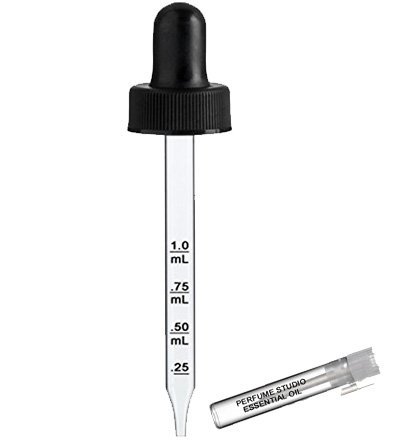 Perfume Studio Calibrated Amber Glass 1oz Dropper Bottle - Pack of 8 Bottles with Graduated Glass Pipette in .25ml Increments; Plus Free Perfume Sample Vial