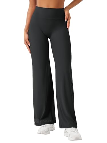 ZAAYO Seamless Straight Leggings Women's High Waist Flared Leggings Yoga Pants Sports Yoga Leggings Women's Gym Yoga Pants Flared Trousers Regular/Long/Extra Long