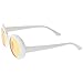 zeroUV - Bold Retro Oval Mod Thick Frame Sunglasses Clout Goggles with Color Tinted Round Lens 51mm (White/Orange)