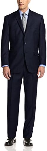 Fuomo Men's Two Button Classic Fit Suit NAVY (44 Short US / 54S EU / Waist 38)