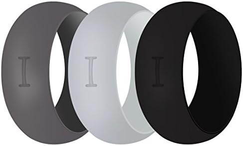 IFREEST Silicone Wedding Marriage Rings Affordable Outdoor working Rubber Band Flexible Yoga Fitness Comfortable Design For Women Men 3 Pack &amp; Singles - Black, Dark Grey, Light Grey