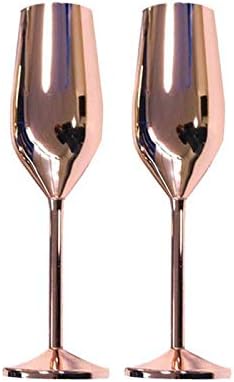 Loune Week Drinking Glasses Sets 2pcs/Set Stainless Steel Red Wine Glass Wedding Toasting Champagne Flutes Glasses 210ml Drink Cup Party Marriage Wine Decor, Blue