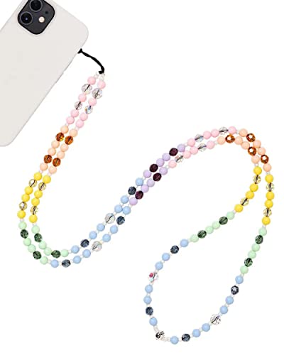 Staqlo Beaded Phone Charm Lanyard Strap Crossbody Fixed Beads Pearl Neck Chain