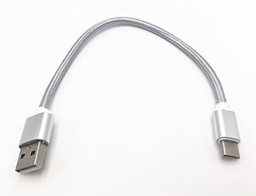 USB Type C Cable Short 0.8FT/25CM Nylon Braided Metal USB-C to USB-A Data Line for Type-C Devices Silver
