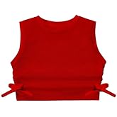 EXARUS Girl's Crop Tank Tops Dance Ribbed Knit Sleeveless Round Neck Racerback Casual Cute Cropped Top 6-12Y