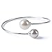 TQS Imitation Pearl Bracelet Bangle Cuff Adjustable Plated Silver Bangles for Mom
