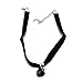 Amorulove 1X Lady Girls Velvet Choker Necklace Retro Handmade Love Heart Crystal Pendant(Black)