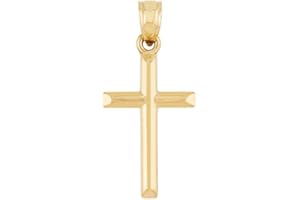 JEWELHEART 14K Real Gold Cross Pendant - Classic Small Cross Pendant Charm - Religious 14K Yellow and White Gold Jewelry For Men Women