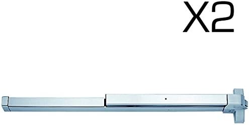 Set of 2 Heavy Duty Push Bar / Panic Exit Device - ANSI Grade 1 - UL Listed - Silver