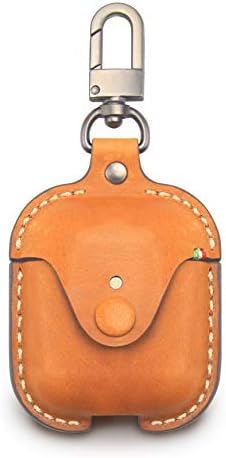 Premium Genuine Leather Case for AirPods Blue Depth (Light Tan)