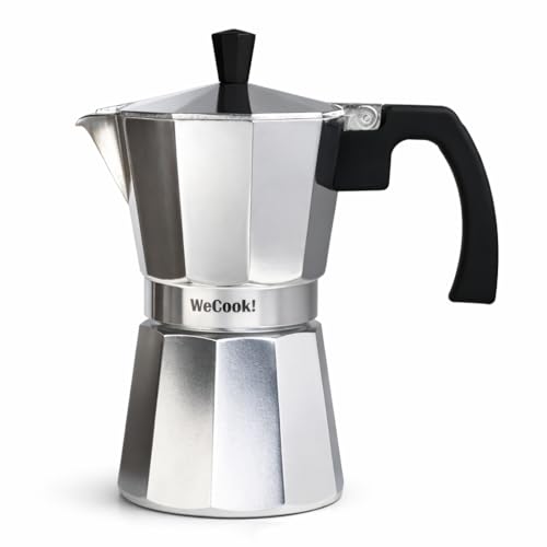 WECOOK! Paola Caffettiera Italiana in Alluminio, Moka Tradizionale, Espresso, 9 Tazze di caffe, Guarnizione in Silicone, Valvola di Sicurezza, Vitroceramica, Gas, Elettrica