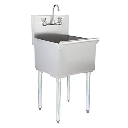 Commercial Stainless Steel One 1 Compartment Kitchen and Utility Budget Sink with 10" Faucet (18.5" Width x 12" Length)