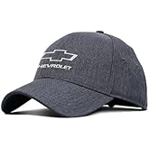 Chevrolet Open Bowtie Logo Hat - Structured Buckle Closure Cap - Officially Licensed by GM Heather Grey
