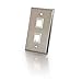 C2G/Cables to Go 37094 Two Port Keystone Single Gang Wall Plate - Stainless Steel
