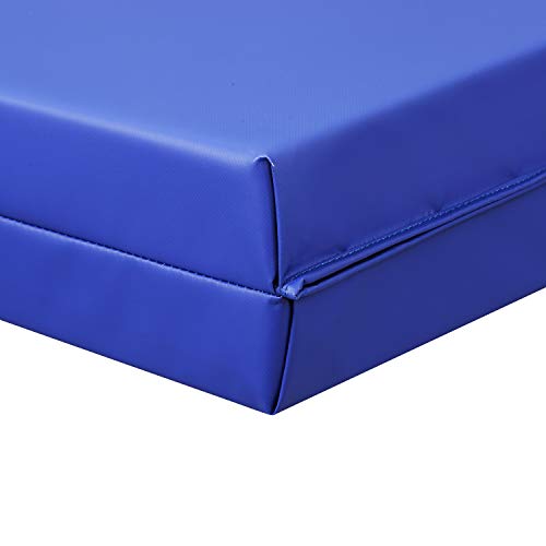 ZENOVA Thick Cushion Gymnastics Mat 3'x6'x4'' Folding Panel Landing Mats Crash Mat for Junior Gymnast (Blue)