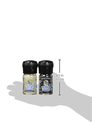 Celtic Sea Salt Organic Peppercorn and Light Grey Celtic Sea Salt Mini Grinders, 2.9 Ounces – Reusable, Refillable Glass… - Image 3
