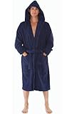 Del Rossa Men's Turkish Terry Cloth Robe, Thick Hooded Bathrobe, Large XL Navy Blue (A0105NBLXL)