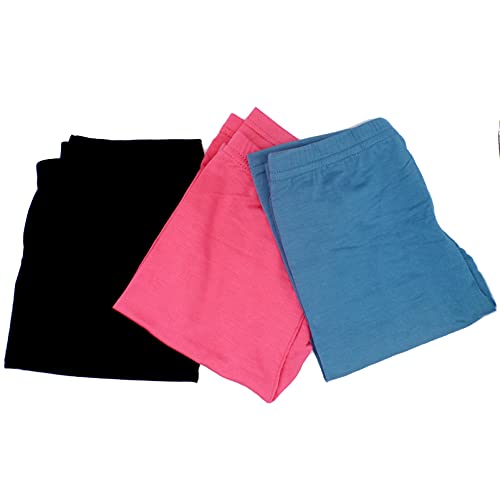 Dtone Girls Bike Shorts (Hotpink+Black+Blue, 130 (7-8 Years))