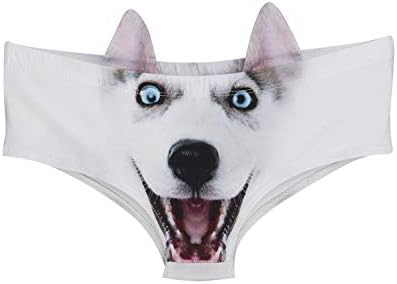 Hamrank Teen Girls Cute 3D Dog Graphic Digital Print Briefs with Ears for Women Funny Underwear White