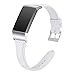 Minfex Compatible with Fitbit Charge 3 & Charge 3 SE Bands, Retro Genuine Leather Band Replacement Strap Sport Wristband Fitness Accessories for Fitbit Charge 3 White L
