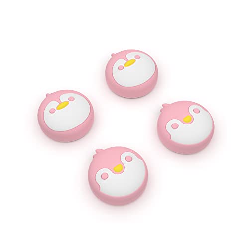 PlayVital Penguin Joystick Caps for Nintendo Switch, Thumbstick Caps for Switch Lite, Analog Cover for Switch OLED Joycon Thumb Grip Caps for Switch & Switch Lite & Switch OLED - Pale Red