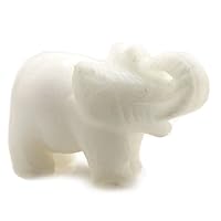 Baixiyan Hand Carved Healing Gemstone Crystals 2" Guardian Elephant Figurines Status (White Jade)