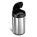 NINESTARS DZT-40-8 Automatic Touchless Infrared Motion Sensor Trash Can, 11 Gal 40L, Stainless Steel Base (Round, Black Lid)