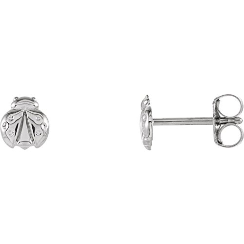 14K White Ladybug Earrings