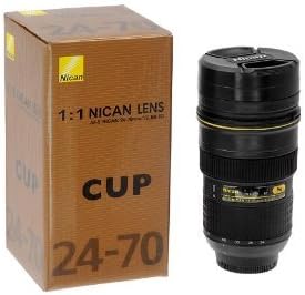 Zeetron Thermo Lens Cup with Stainless Steel Insulated Tumbler, Coffee and Refreshment Mug, 1:1 Nikon Lens Imitation Thermo Cup (Modeling 24-70mm F2.8g Lens), 16oz