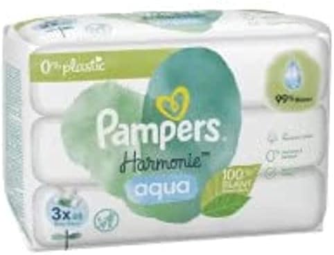 Pampers Harmonie Aqua Baby Wipes, 3 Packs of 48 Wipes = 144 Baby Wipes
