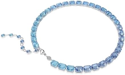 Collar Tennis Millenia, Talla octogonal, Degradado de color, Azul, Baño de rodio