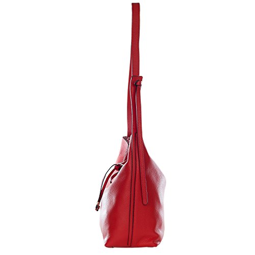 Gianni Chiarini Italian Made Red Pebbled Leather Slouchy Open Top Shoulder Bag