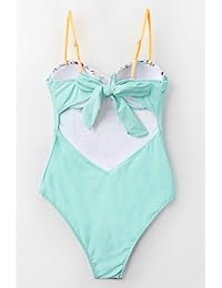 CUPSHE Traje de baño de una pieza con copas moldeadas, diseño floral, color azul menta