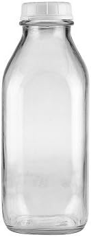 1 Ltr. Heavy Glass Milk Bottle 33.8 Oz Reusable & Great for Bottling Juices.